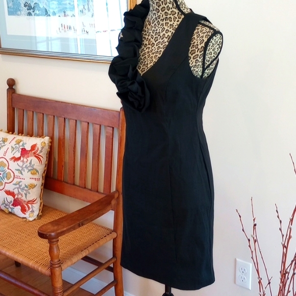 VTG 80s S.L. Fashions Sleeveless V Neck Cocktail Dress Size:8 Color:Black - Picture 2 of 10